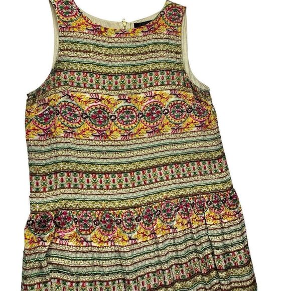 Hemant & Nandina  Anthropologie Silk Beaded Drop Waist Boho Dress w Scarf, SZ 10 - Picture 6 of 15